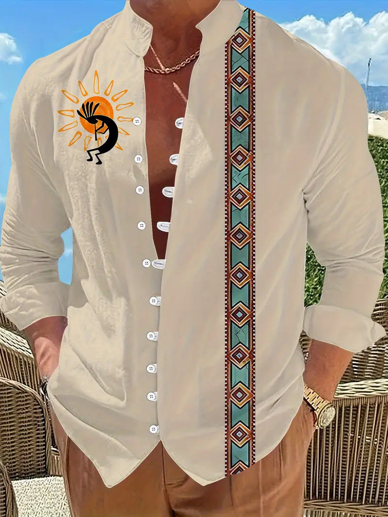 3D Ancient Ethnic Pattern Fashionable Printed Shirt Cardigan Casual Top