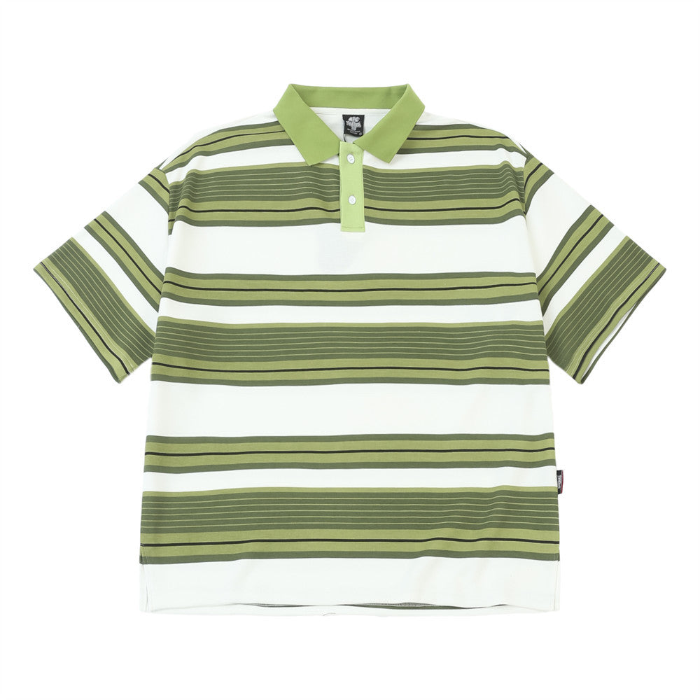 Striped Lapel Short-sleeved T-shirt For Men