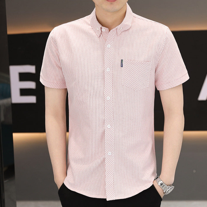 Summer Mens Wrinkle Resistant Striped Drape Shirt