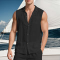 Linen Men's Casual Lapel Sleeveless Shirt