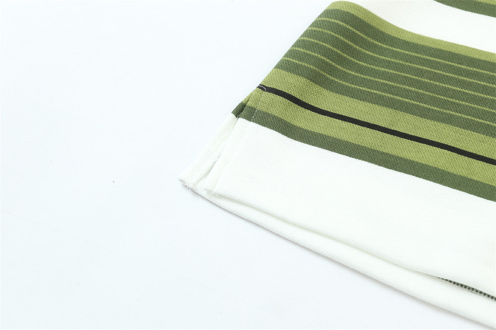 Striped Lapel Short-sleeved T-shirt For Men