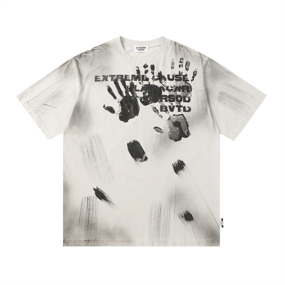 Palm Print Short-sleeved T-shirt For Men