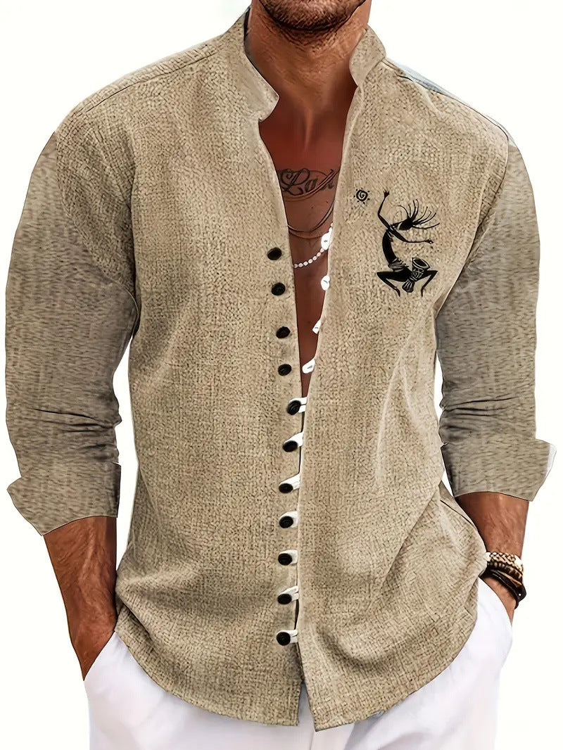 3D Ancient Ethnic Pattern Fashionable Printed Shirt Cardigan Casual Top