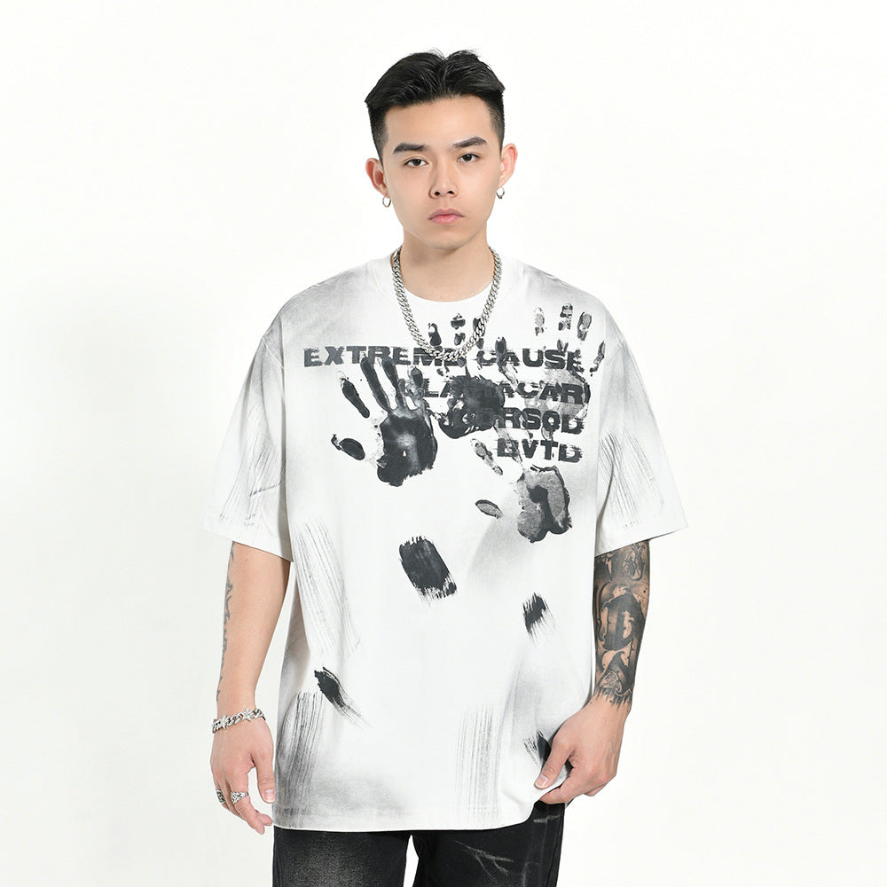 Palm Print Short-sleeved T-shirt For Men