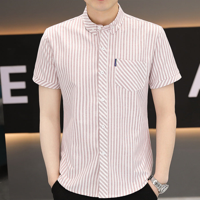 Summer Mens Wrinkle Resistant Striped Drape Shirt