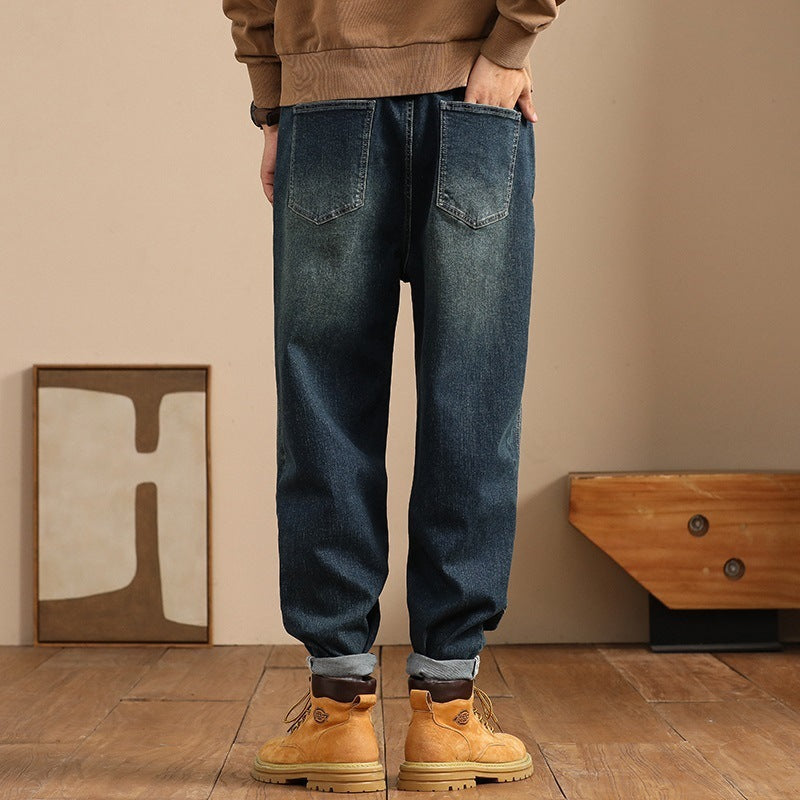 Loose Elastic Long Jeans For Men