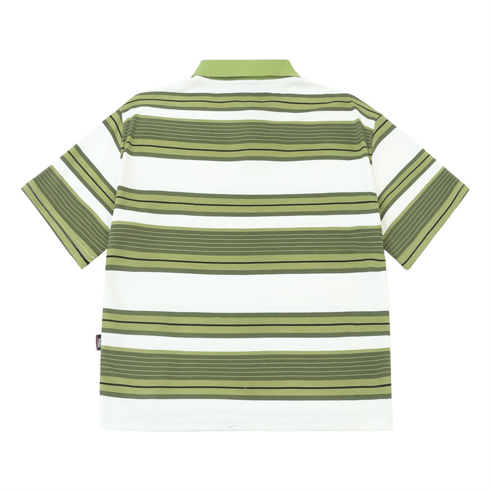 Striped Lapel Short-sleeved T-shirt For Men