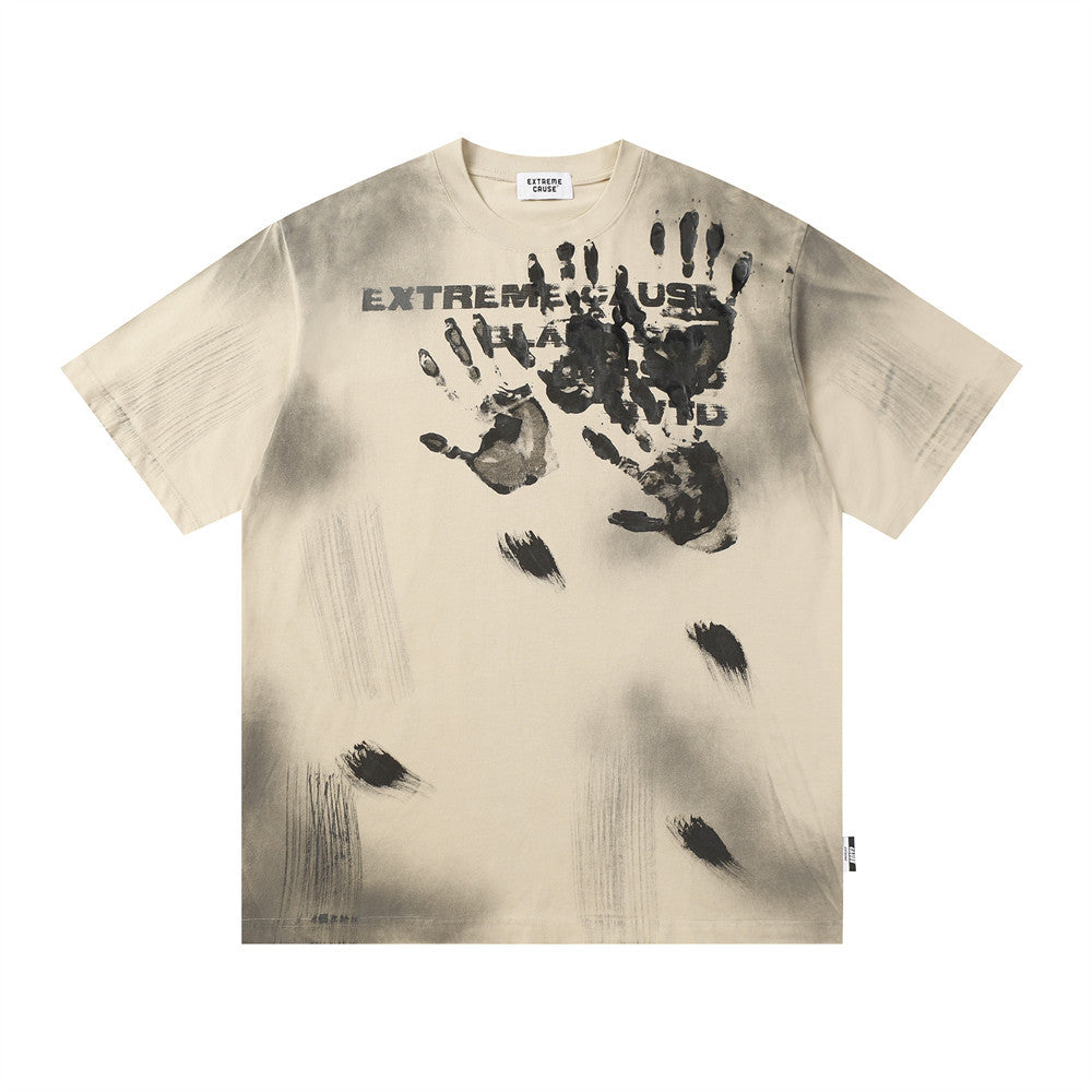 Palm Print Short-sleeved T-shirt For Men