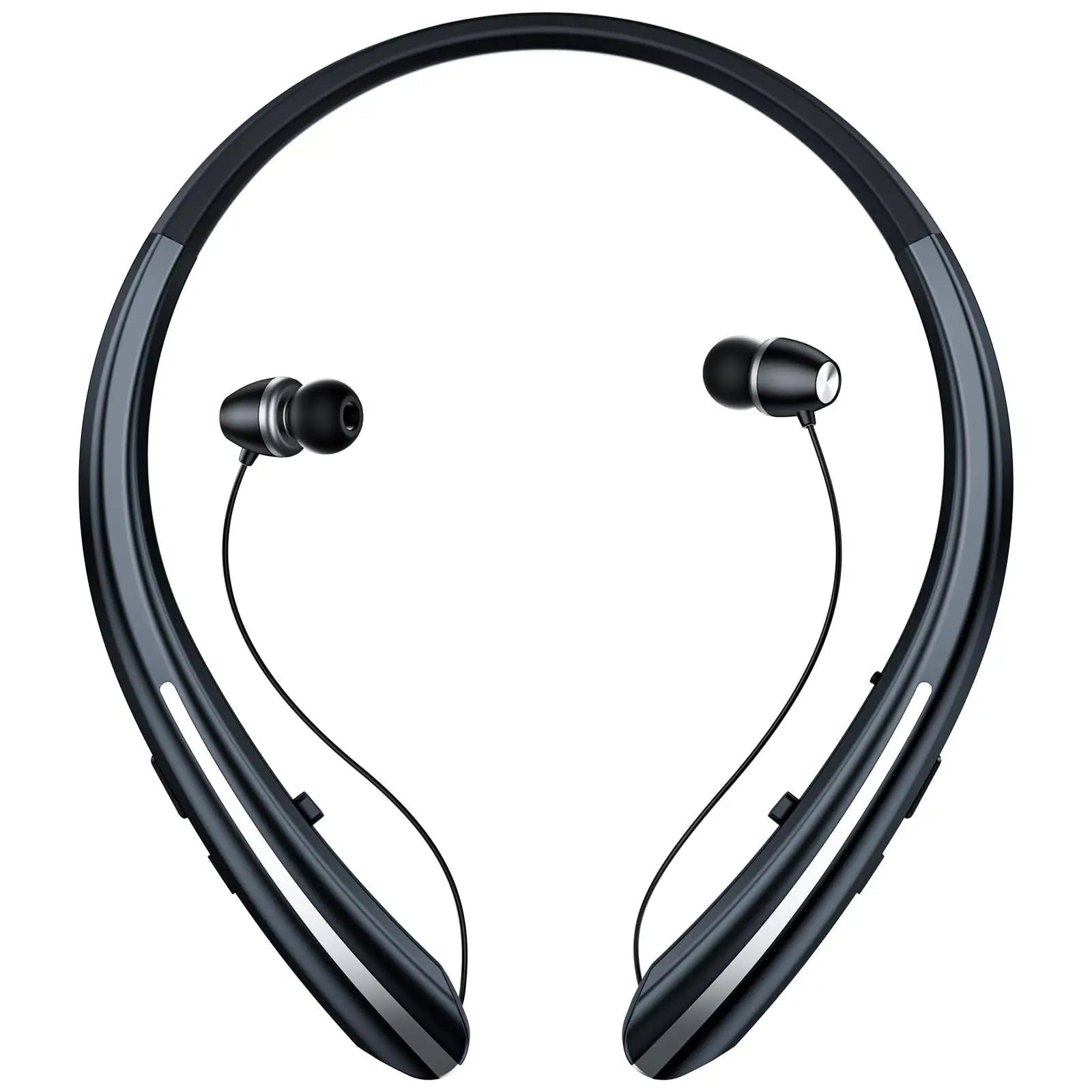 Neckband Wireless Earphone with Retractable Earbud,Around The Neck Headphones Stereo Headset for Music, Conference, Videos