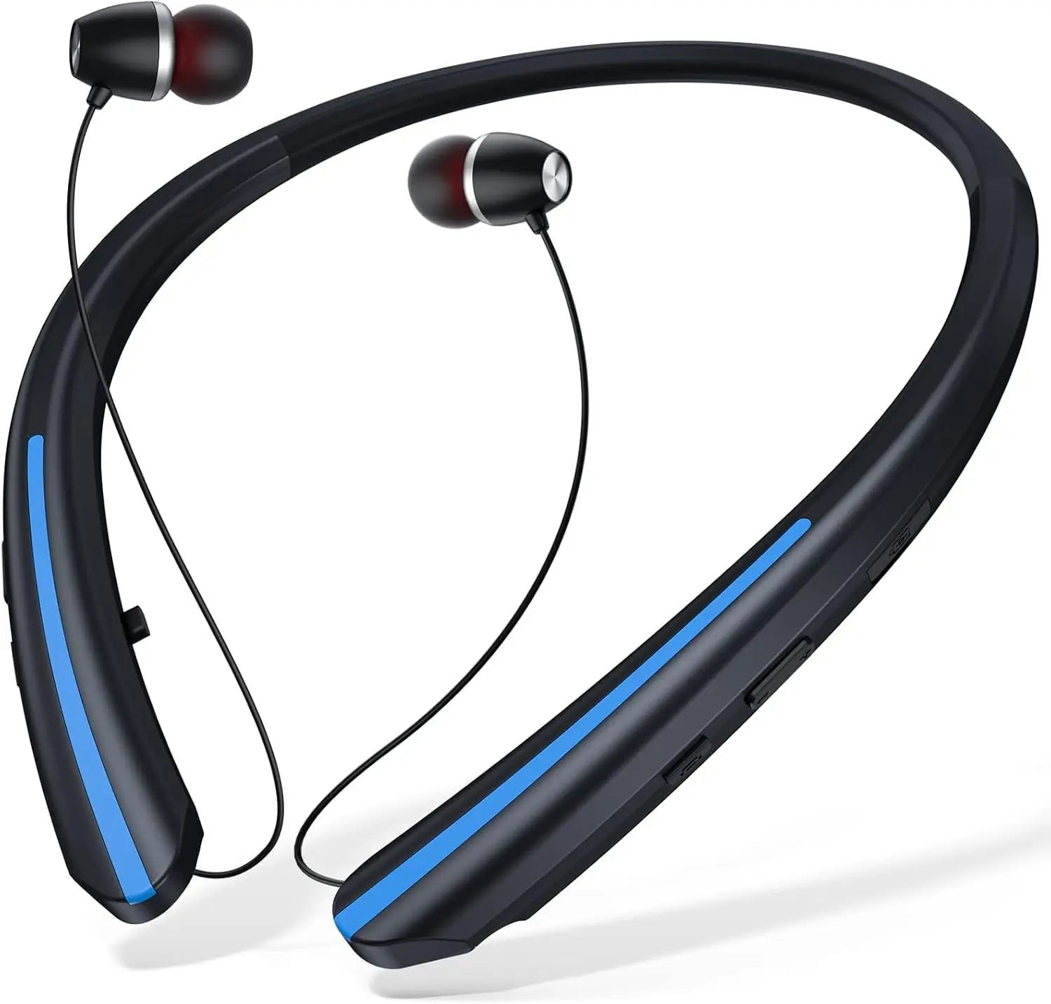 Neckband Wireless Earphone with Retractable Earbud,Around The Neck Headphones Stereo Headset for Music, Conference, Videos