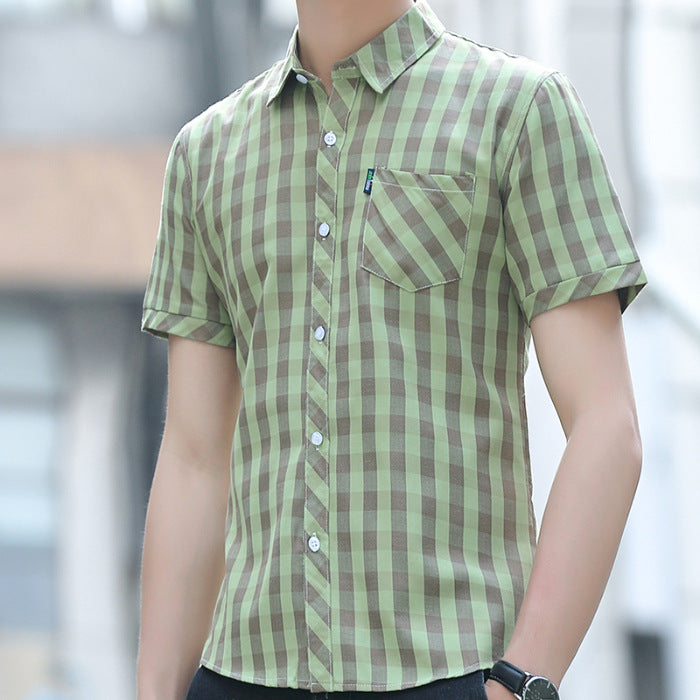 Summer Mens Wrinkle Resistant Striped Drape Shirt