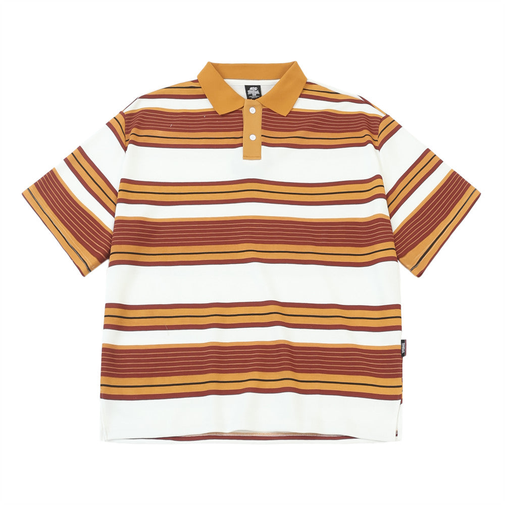 Striped Lapel Short-sleeved T-shirt For Men