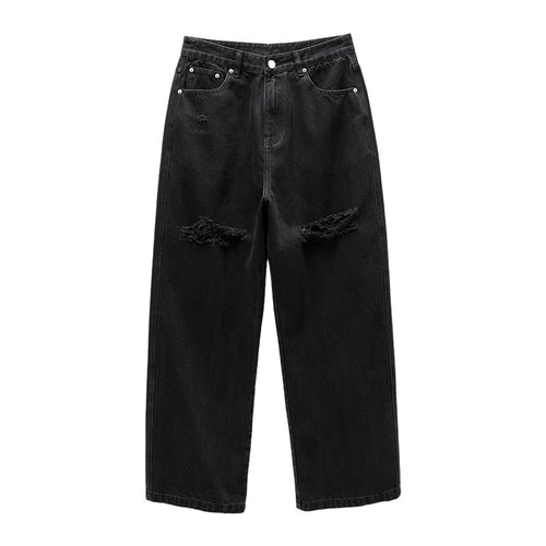 Black Loose Straight Jeans For Men