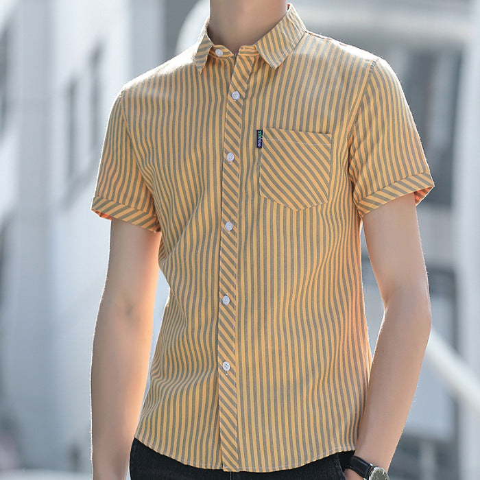 Summer Mens Wrinkle Resistant Striped Drape Shirt