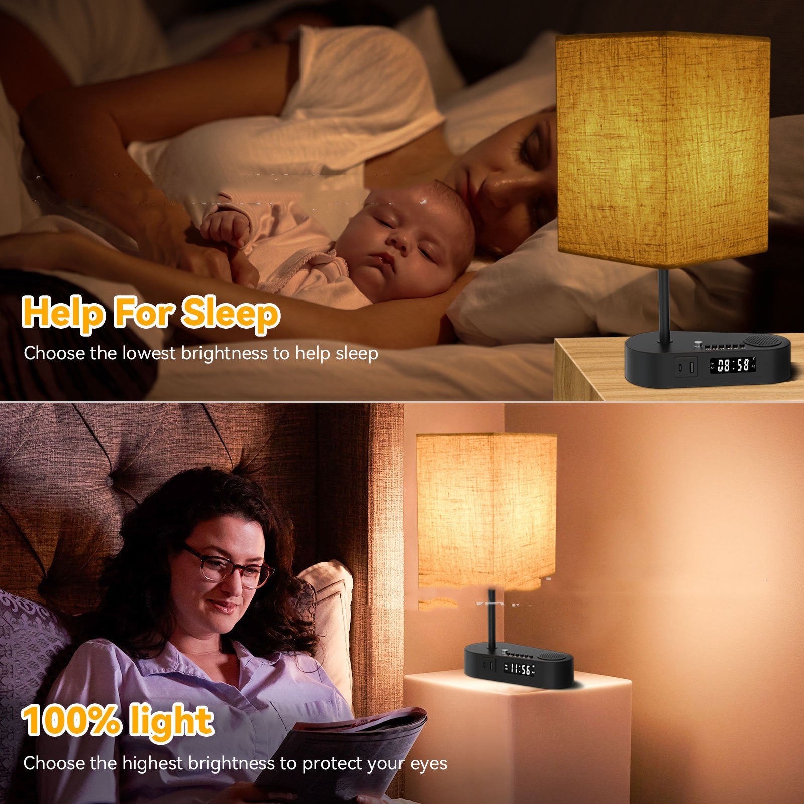 Multifunctional Bluetooth-compatible Playing Alarm Clock Fabric Table Lamp