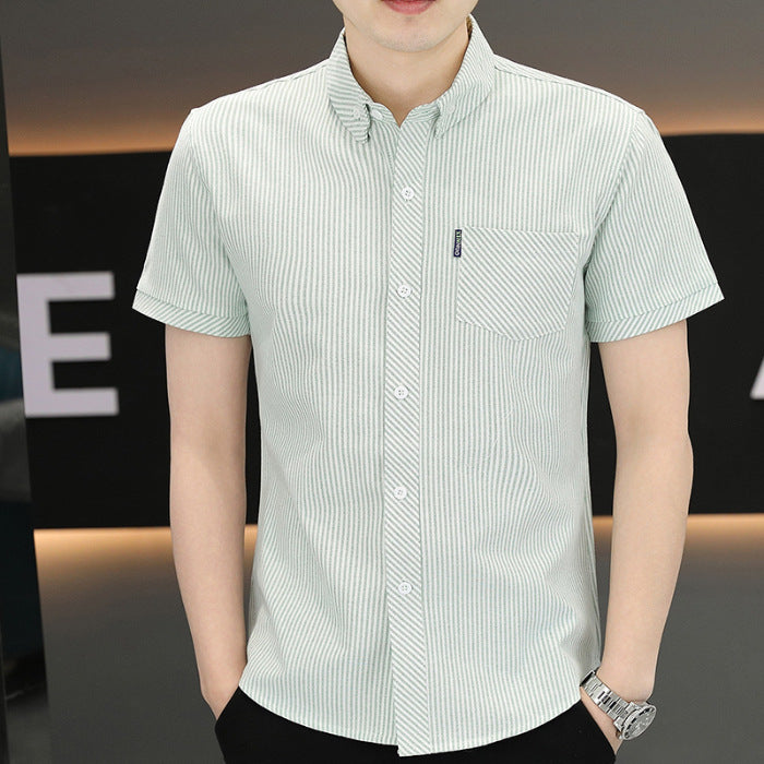 Summer Mens Wrinkle Resistant Striped Drape Shirt