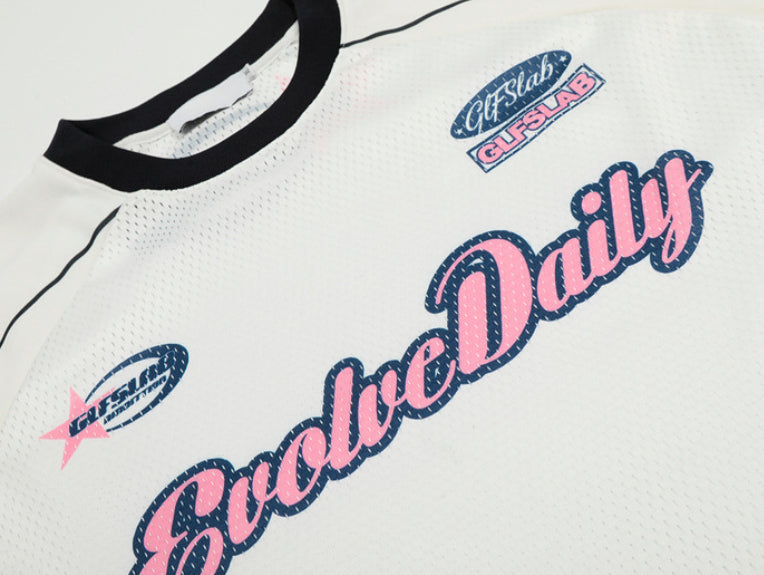 Letter Printed Mesh Breathable T-shirt For Men