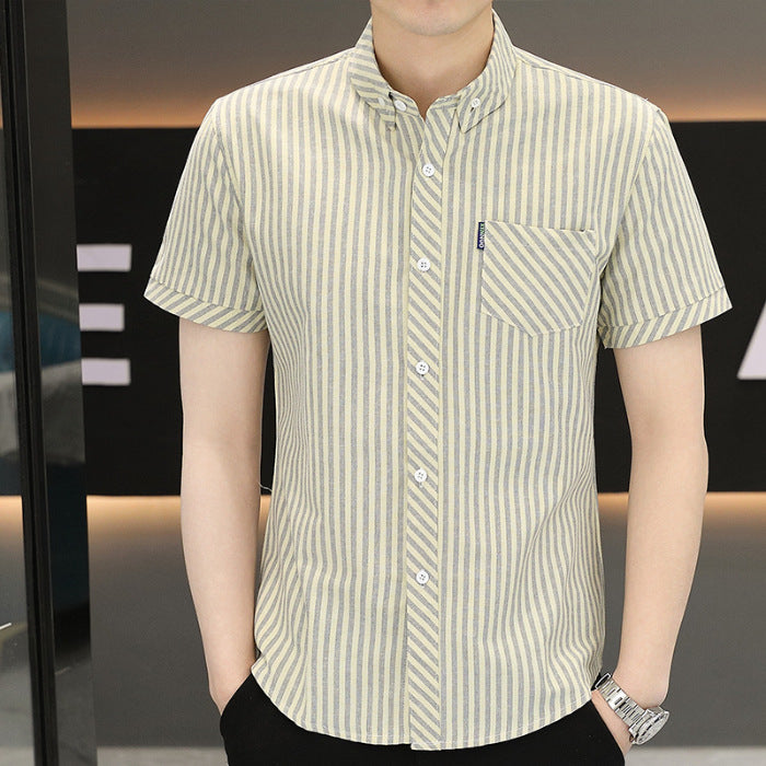 Summer Mens Wrinkle Resistant Striped Drape Shirt