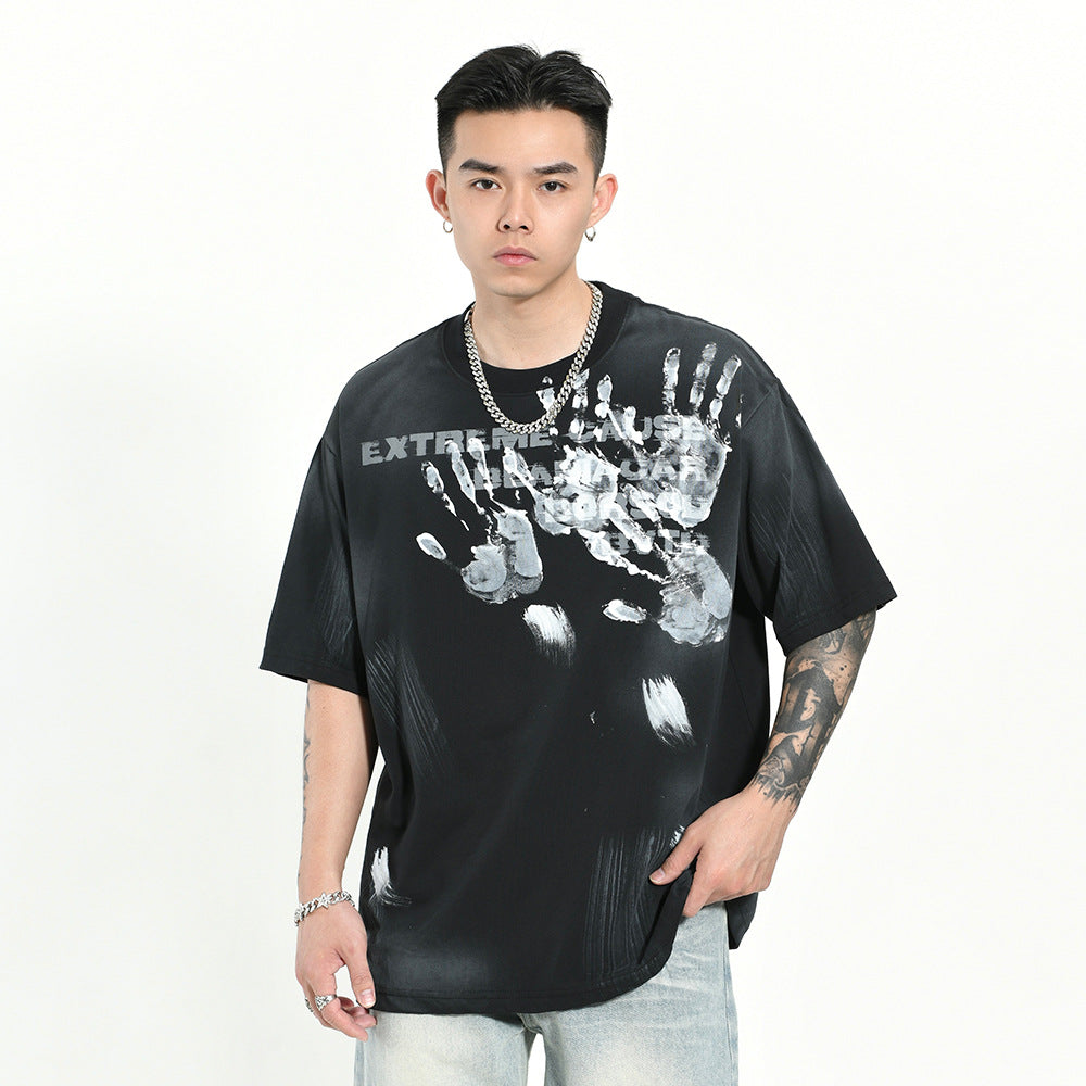 Palm Print Short-sleeved T-shirt For Men