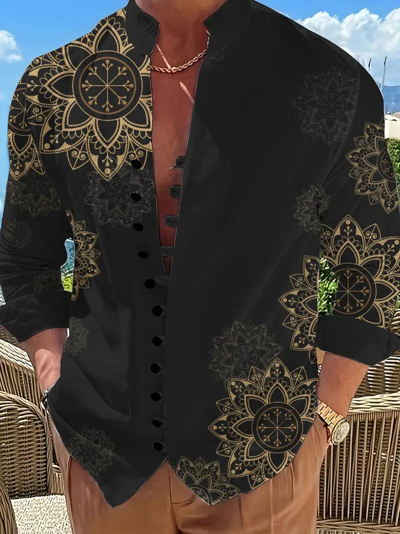 3D Ancient Ethnic Pattern Fashionable Printed Shirt Cardigan Casual Top